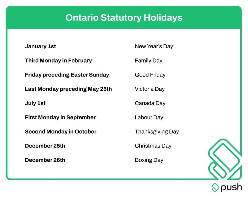 Stat Holidays Ontario 2025